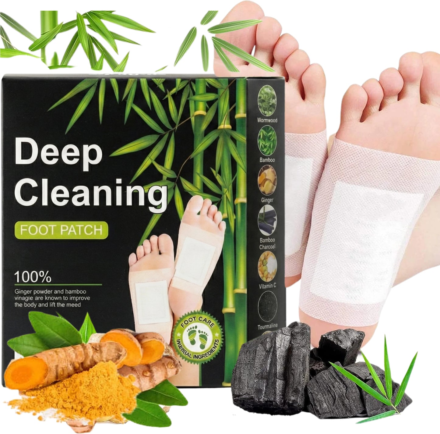 BAMBOO VINEGAR & TURMERIC FOOT PATCHES | OVERNIGHT DETOX